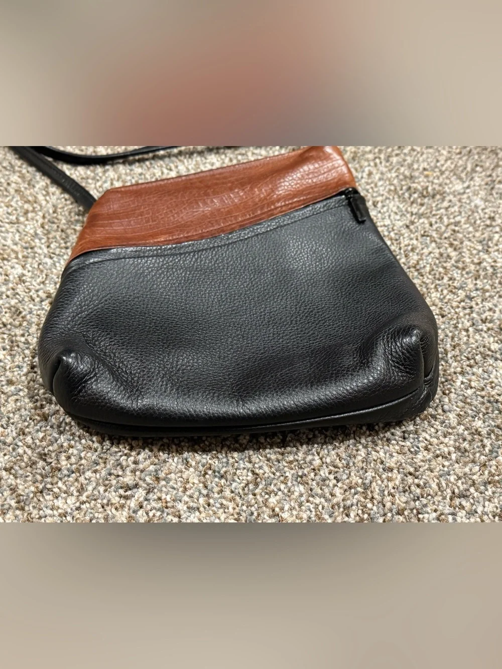 Thomas Leathers: Two-Tone Brown and Black Leather Crossbody Bag